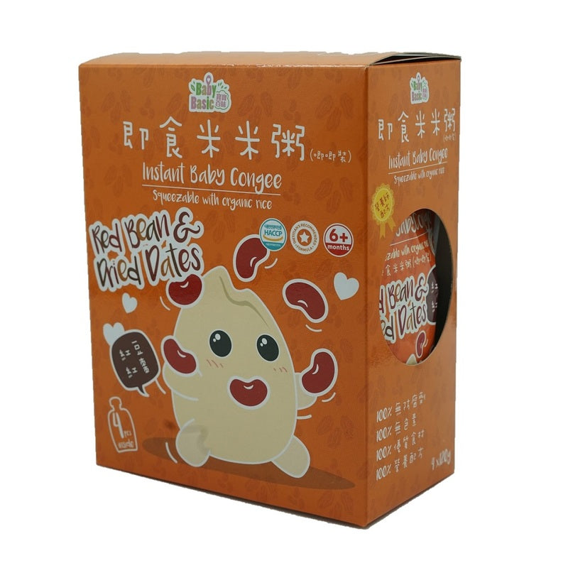 Baby Basic Instant Baby Congee - Squeeze with organic rice (Red Bean & Dried Dates) 120g x 4pcs