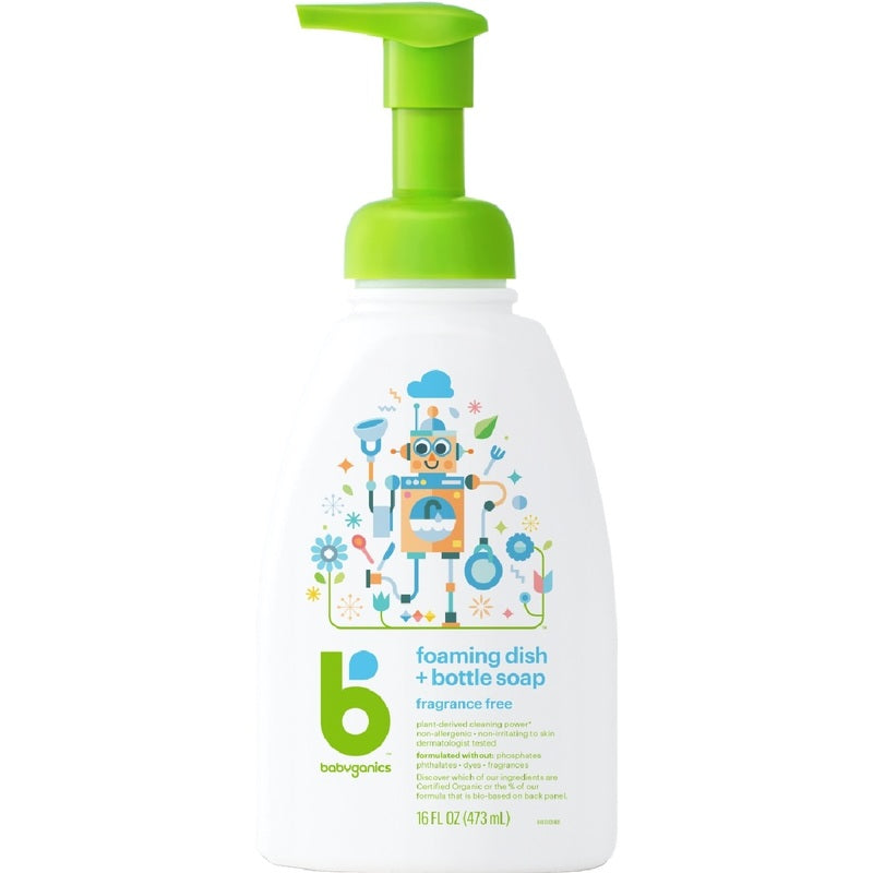 Babyganics foaming dish + bottle soap (Fragrance Free) 473ml