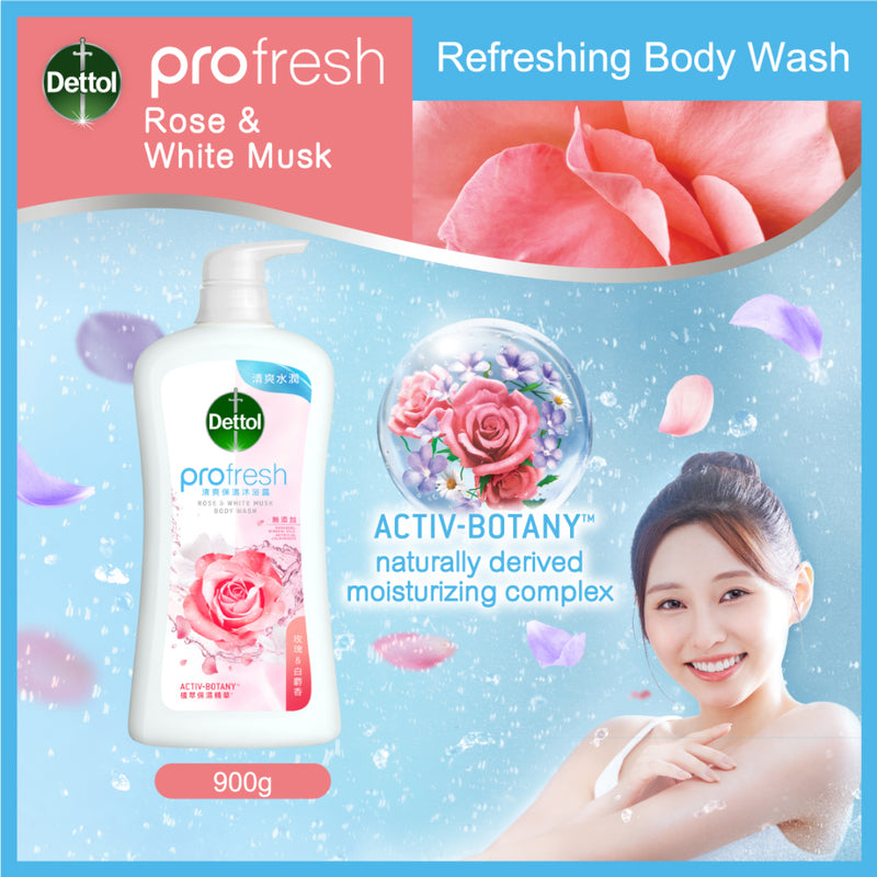 Dettol ProFresh Body Wash (Rose & White Musk) 900g