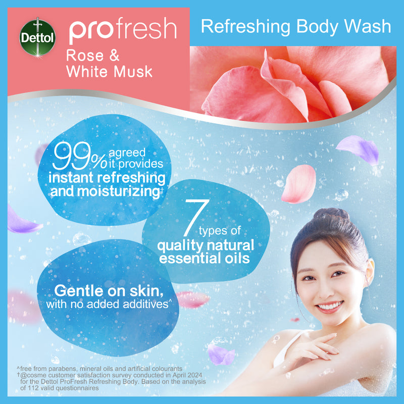 Dettol ProFresh Body Wash (Rose & White Musk) 900g