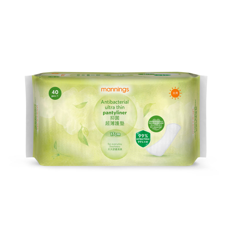 Mannings Antibacterial Ultra Thin Pantyliner 17cm x 40pcs