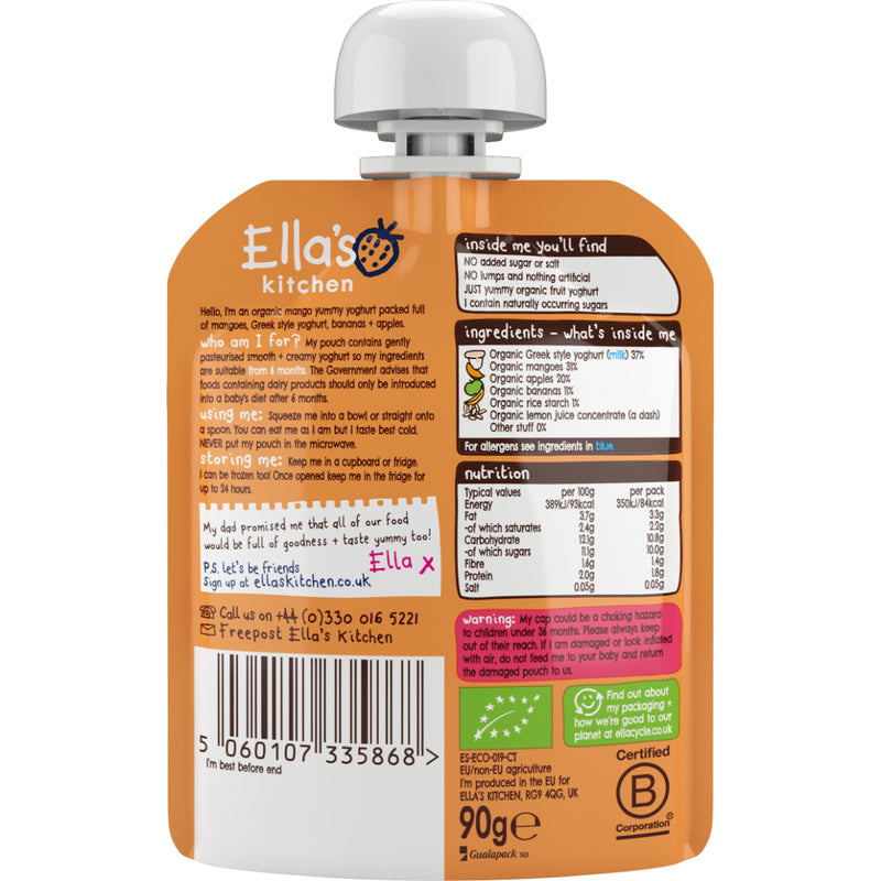 Ella's Kitchen Mango Yoghurt Greek Style 6 Month+ 90g
