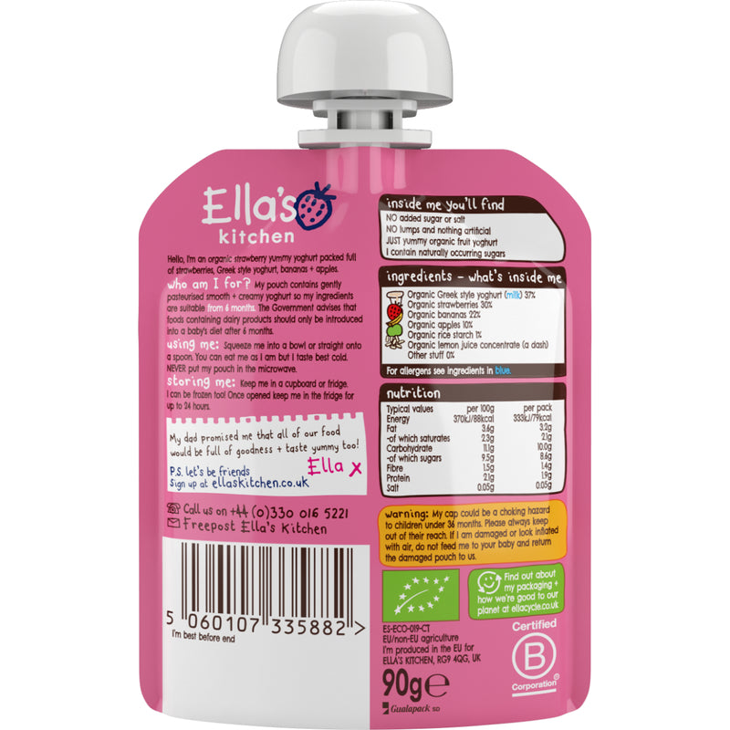 Ella's Kitchen Strawberry Yoghurt Greek Style 6 Month+ 90g
