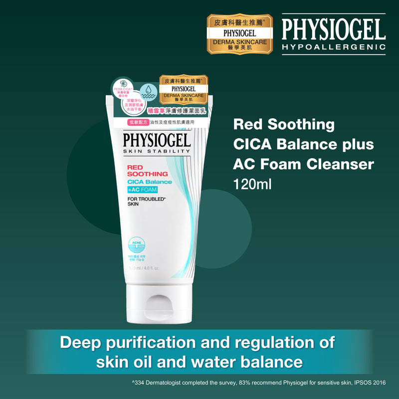 Physiogel Red Soothing Cica Balance + AC Foam Cleanser 120ml
