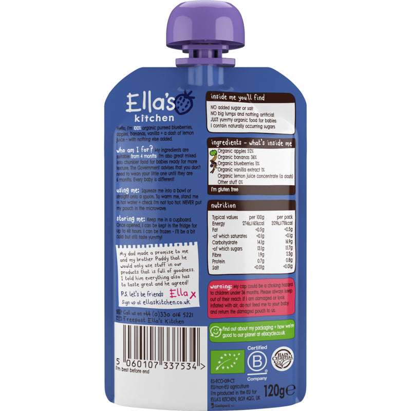 Ella's Kitchen Blueberries, Apples, Bananas With Vanilla 120g