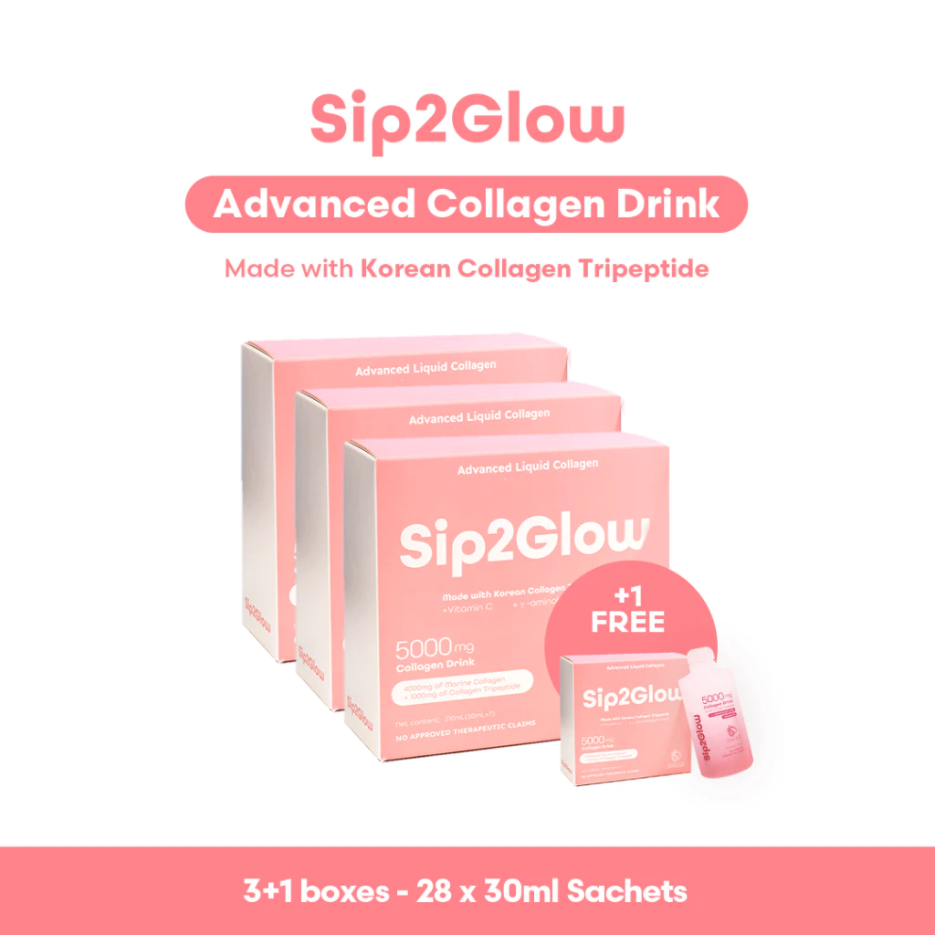 Sip2Glow Advanced Collagen Drink with Korean Collagen Tripeptide 1 box 7 bags