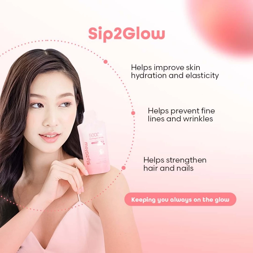Sip2Glow Advanced Collagen Drink with Korean Collagen Tripeptide 1 box 7 bags