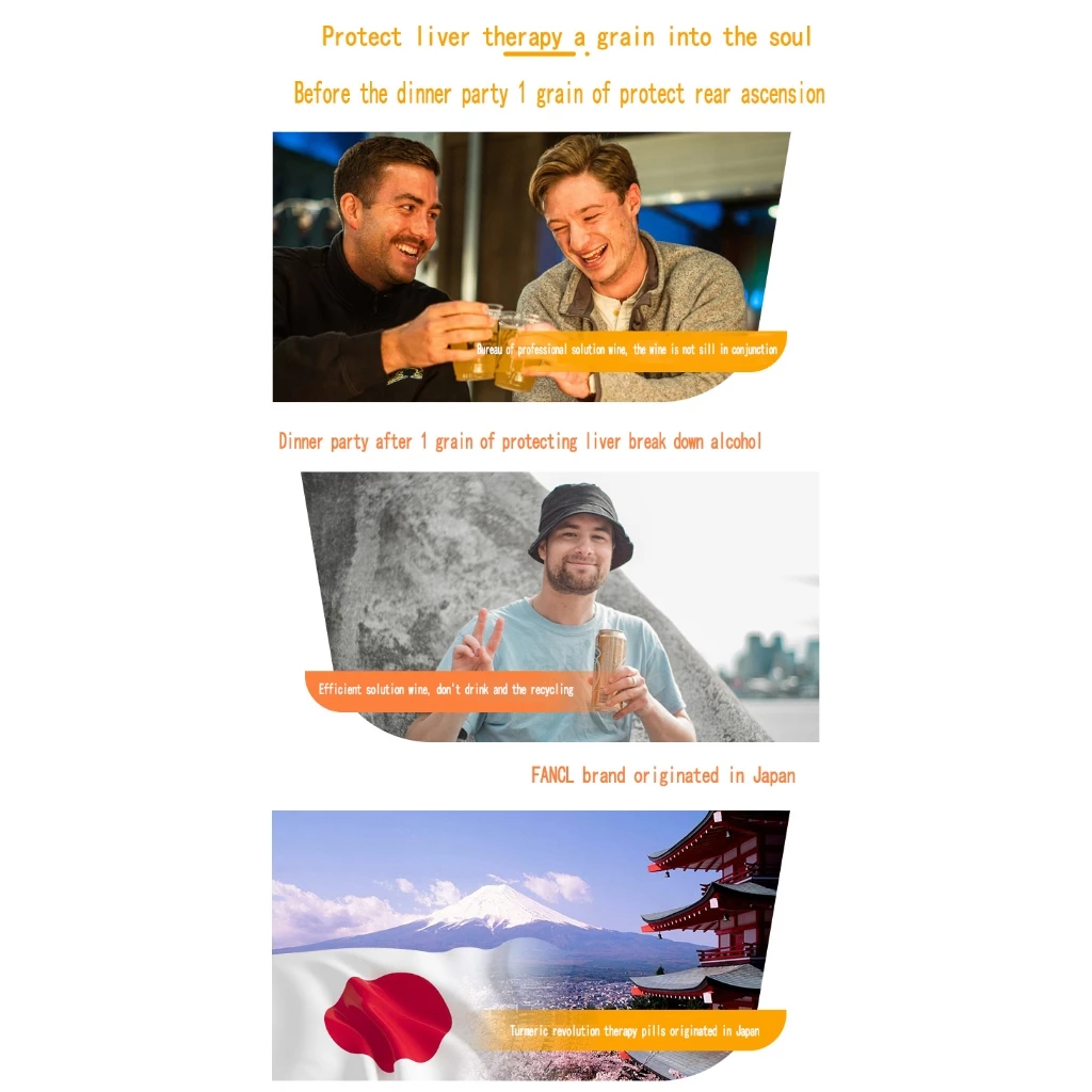 （10 Pills×3box）Japan FANCL Turmeric Supplement Protect Liver Prevent Hangover Supplements 日本姜黄解酒丸