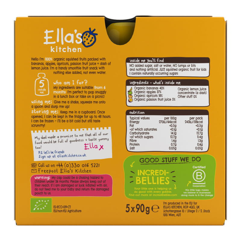 Ella's Kitchen The Yellow One Smoothie 90g x 5 Packs