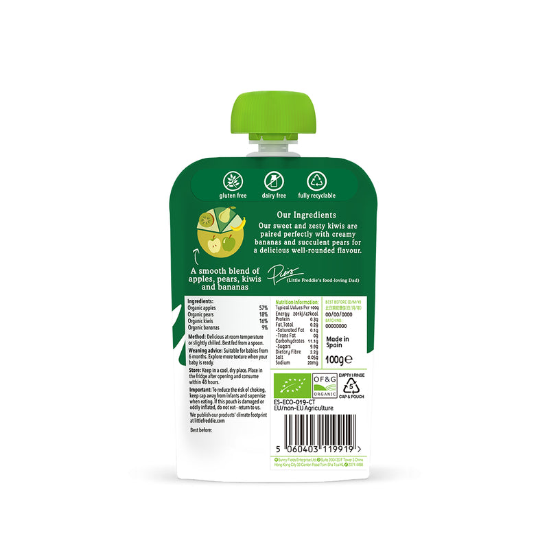 Little Freddie Organic Zesty Kiwis, Bananas&Pears 100g