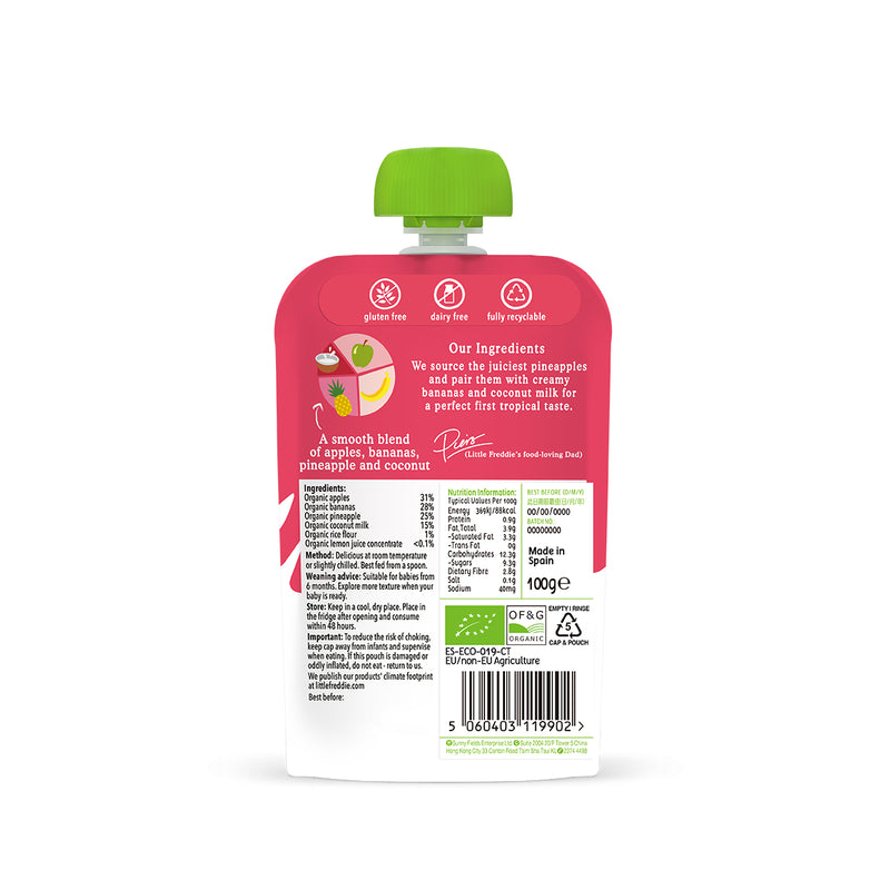 Little Freddie Organic Exotic Coconut&Tropical Fruits 100g