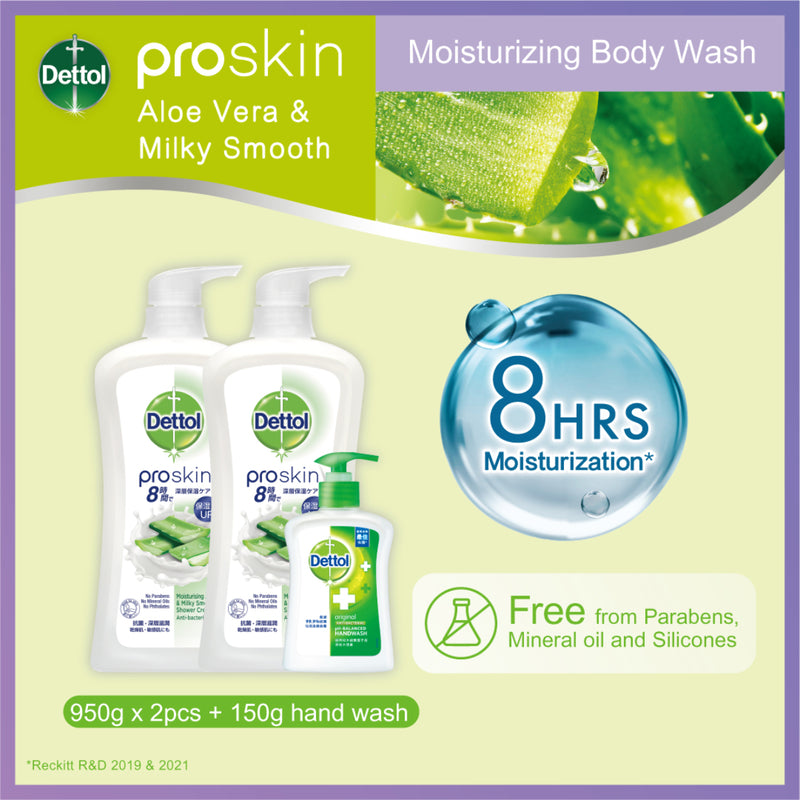 Dettol Proskin Shower Foam (Aloe&Milk) 950 x 2 Bottles