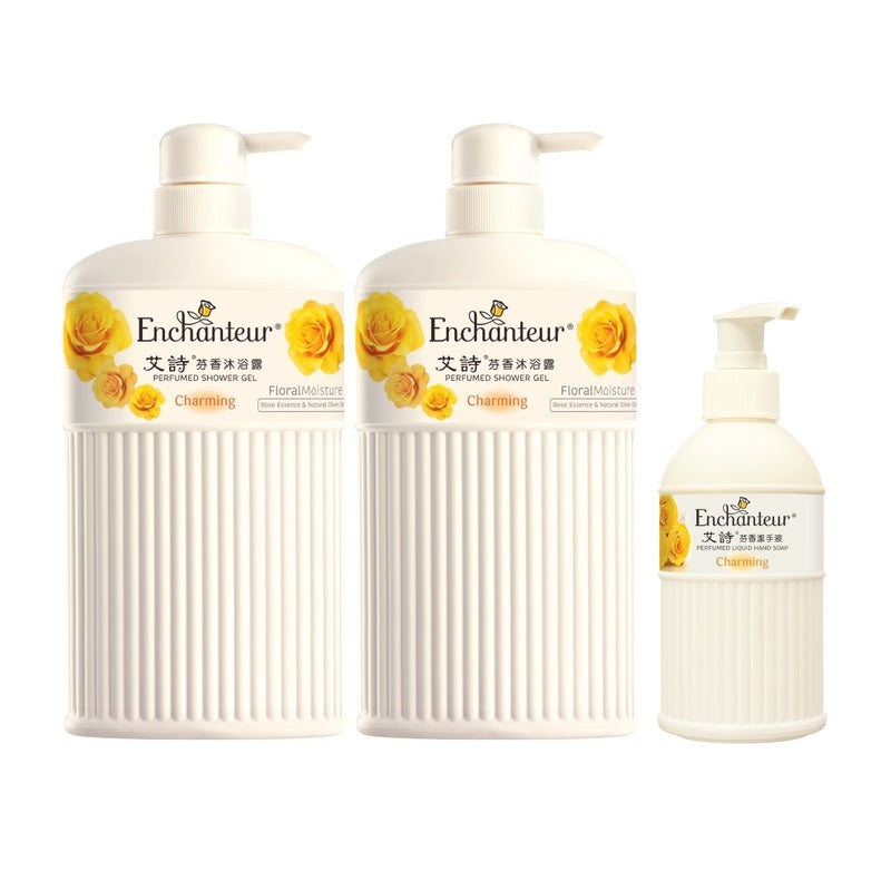 Enchanteur Perfumed Shower Gel (Charming) 650ml x 2 Bottles + Hand Soap 225ml