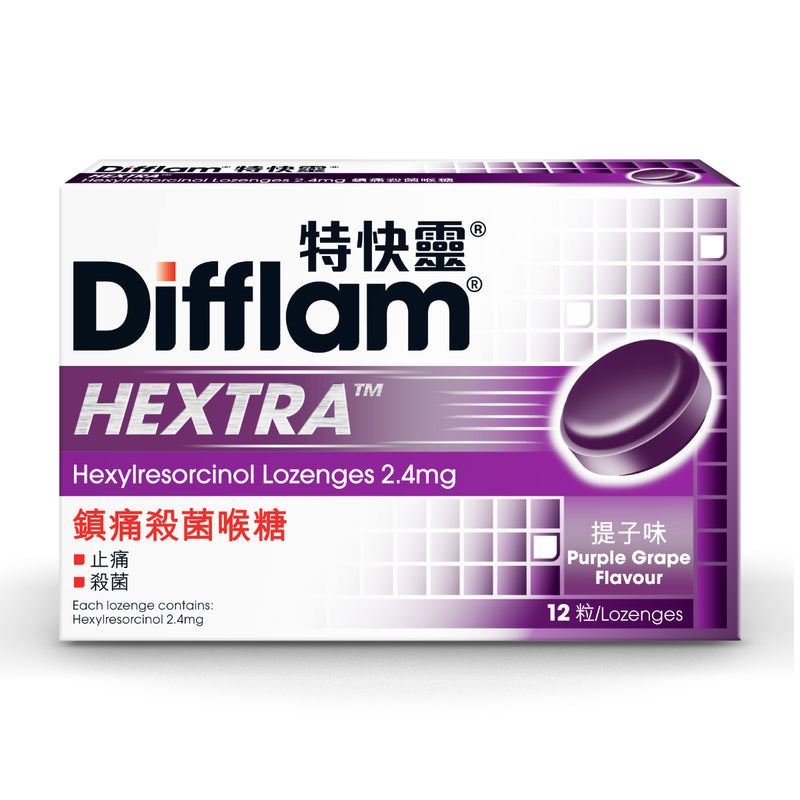 DIFFLAM HEXTRA LOZENGES 12S