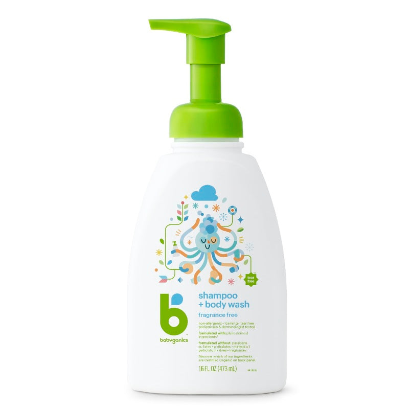 Babyganics foaming shampoo & body wash (Fragrance Free) 473ml