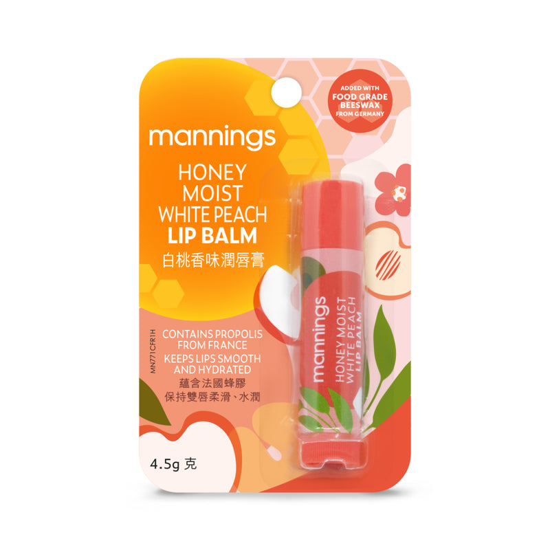 Mannings Honey Moist White Peach Lip Balm 4.5g