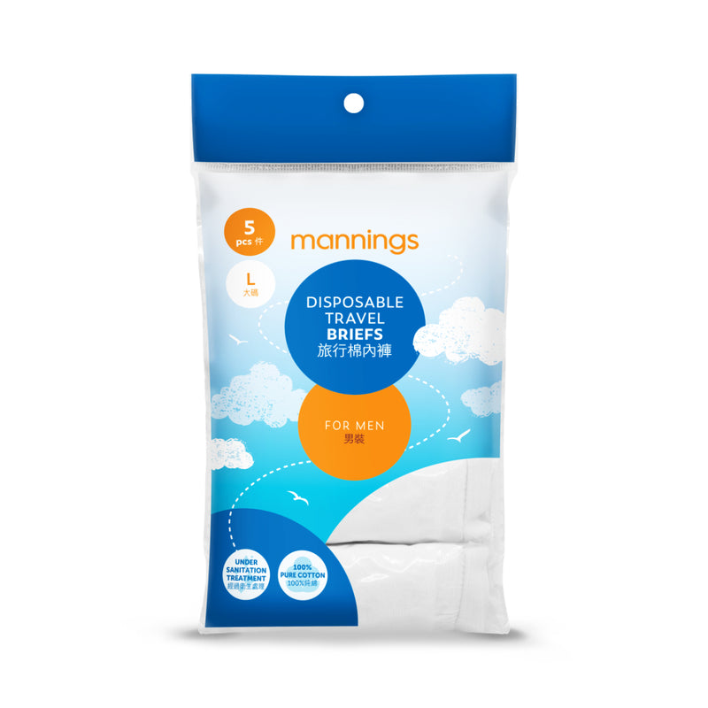 Mannings Disposable Travel Briefs For Men (L) 5pcs